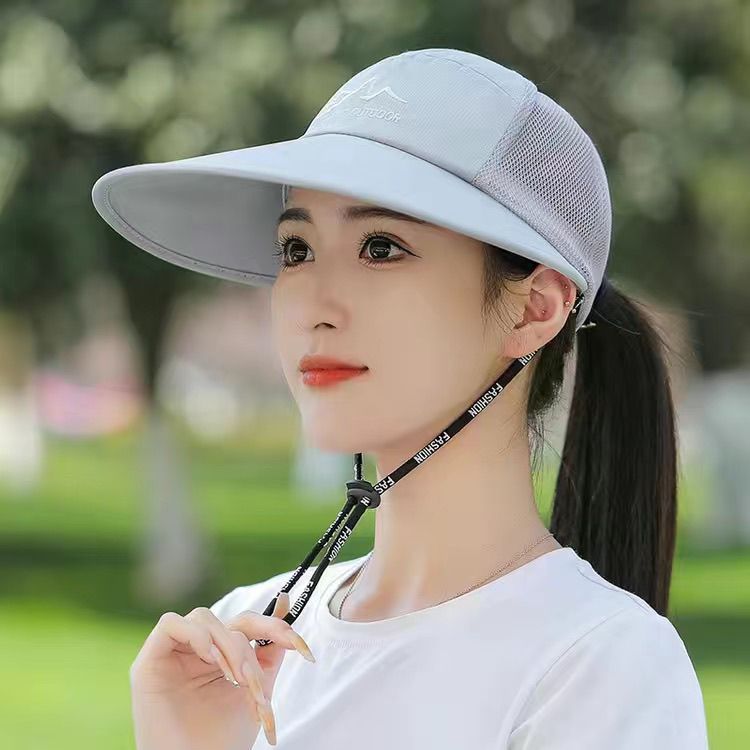 女士遮阳帽带防风绳鸭舌