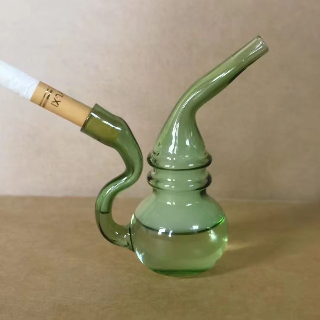 烟水壶粗中细多用彩色玻璃水烟壶烟嘴过滤男士水烟袋 小巧便携带