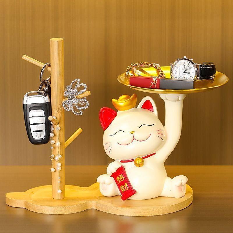 入户门口钥匙收纳盒招财猫钥匙收纳玄关摆件轻奢客厅进门柜收纳盒,家居饰品,落地摆件,淘宝优惠券,粉丝福利购,淘宝优惠卷