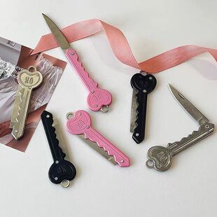 折叠刀带安全锁美女的开箱刀 *折叠钥匙开箱刀金属小号迷你不锈钢