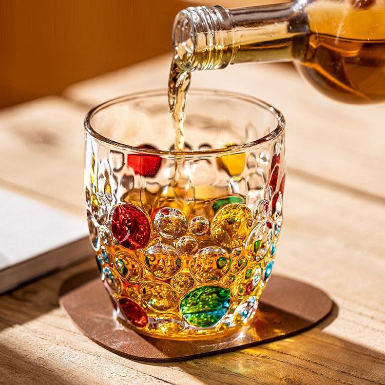 啤酒杯一对彩绘玻璃杯子i图片