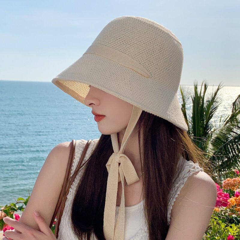 女士遮阳帽带防风绳夏季