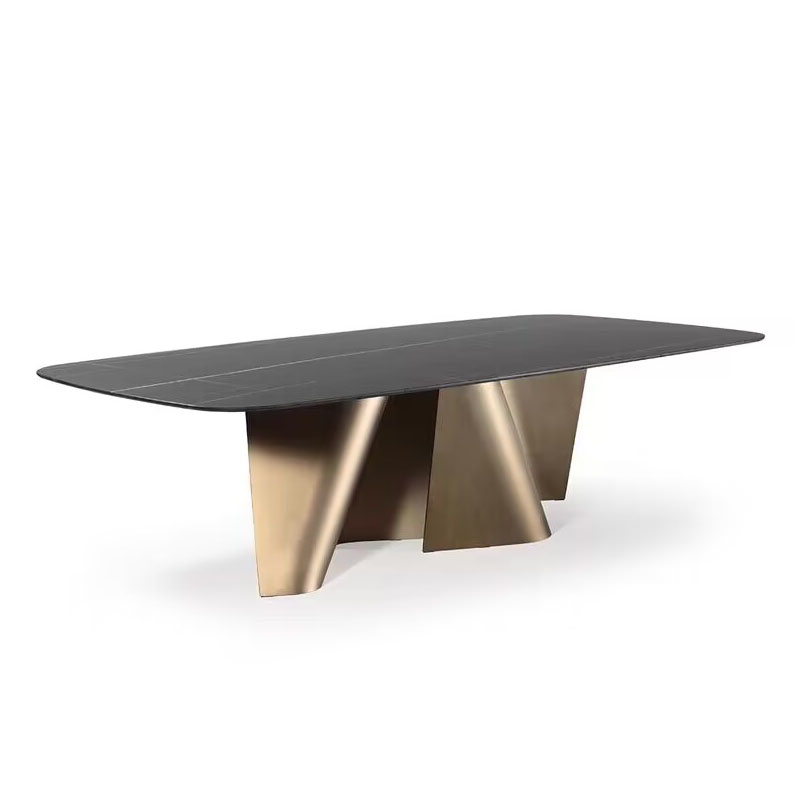 简约百搭意式轻奢长方形餐桌奢石