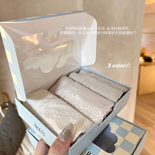 头 提臀轻收腹性感薄裤 8608女三角中高腰内裤 蕾丝边无痕透气短裤