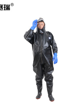 安赛瑞 全身连体下水裤 防水工作服  40码/黑色 300080 BJ