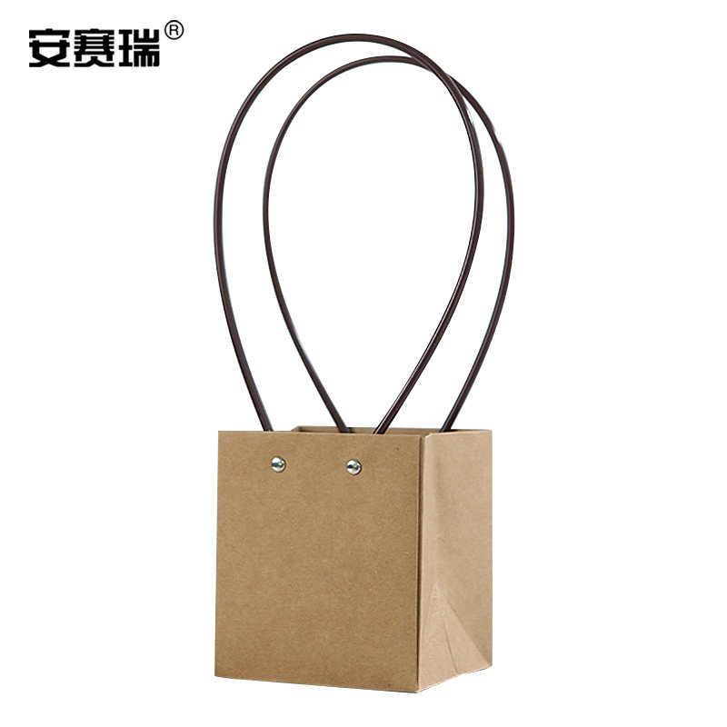 安赛瑞 牛皮纸手提袋 包装礼品盒10个装 正方形小号牛皮色 240832