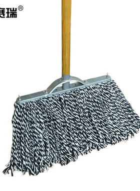 安赛瑞 木杆拖把 老式墩布尘推棉线工厂物业吸水拖布可悬挂700569