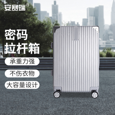 安赛瑞 多功能拉杆箱密码旅行箱  银色28寸 M000166 个