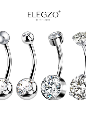 进口钛脐钉防过敏植入级别钛合金ASTMF136脐环澳宝锆石养肚脐洞