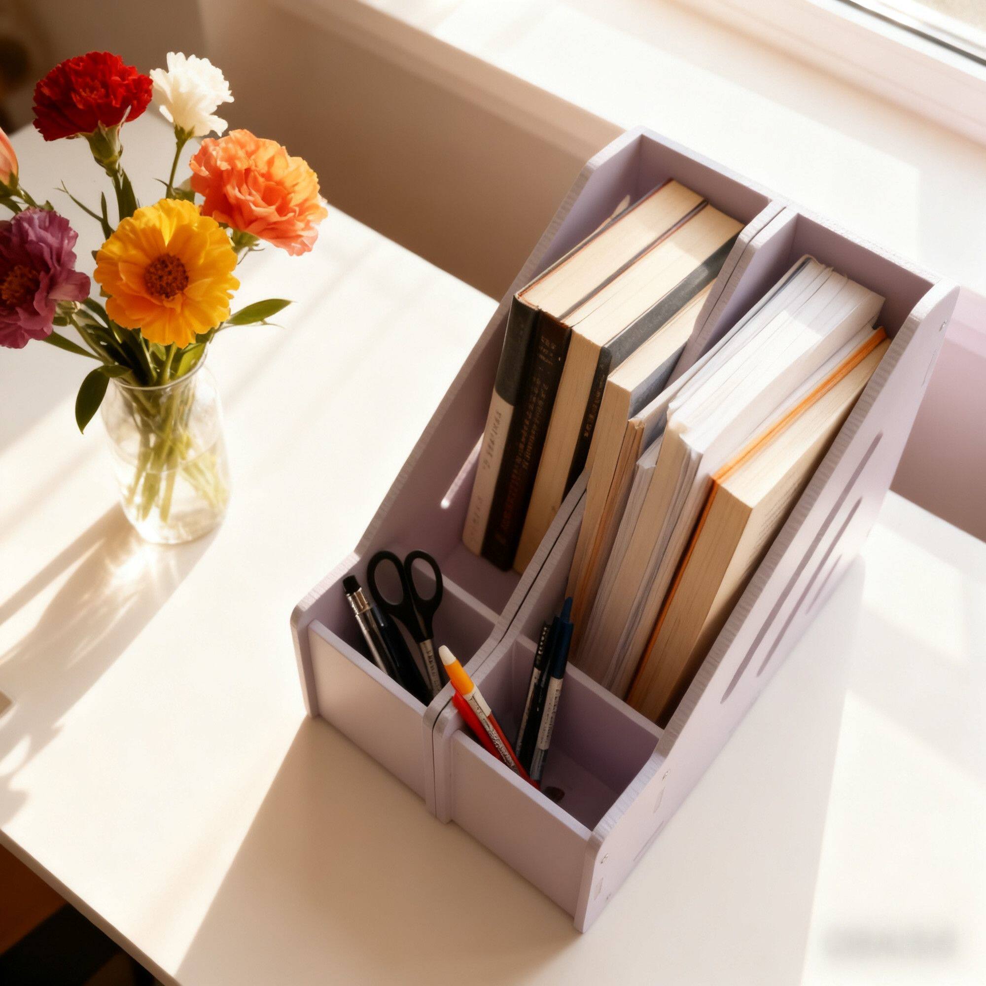 办公桌好物女生工位收纳收纳收纳盒文件书立学生桌面书本办公室书