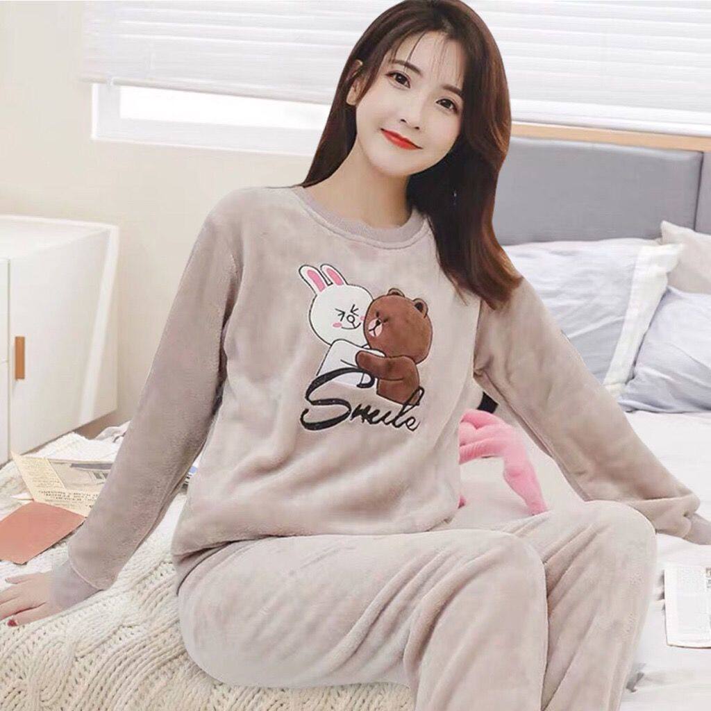 睡衣女款2025新款小个子秋冬季加厚法兰绒睡衣女冬长袖卡通韩版珊