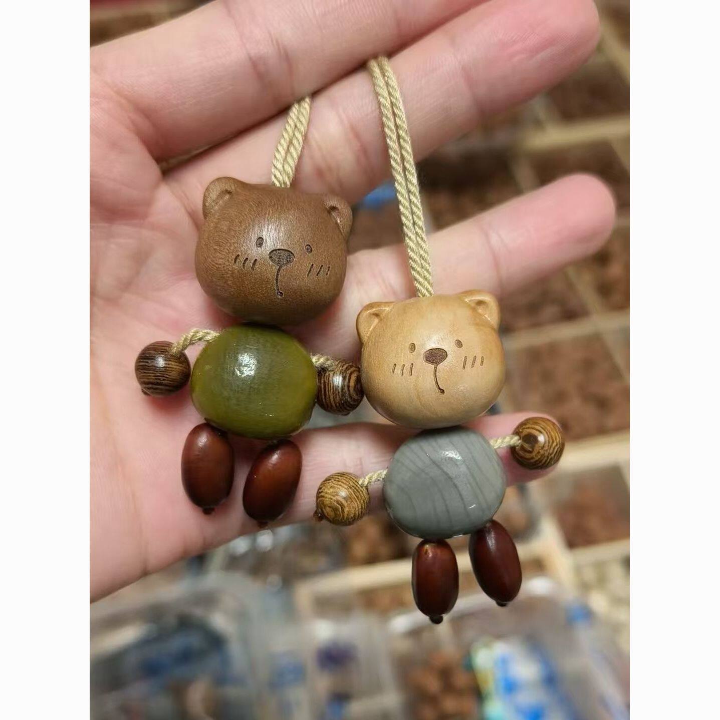 女士高端手机挂件手作木