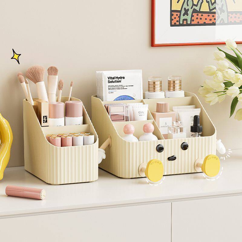 办公桌好物女生工位收纳化妆品桌面收纳盒梳妆台桌面护肤品口红多