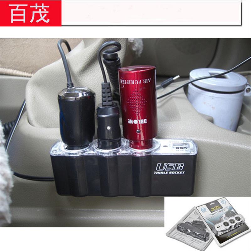 德国车载点烟器 汽车三车用点烟器 充电器一分一拖三带USB点烟器0