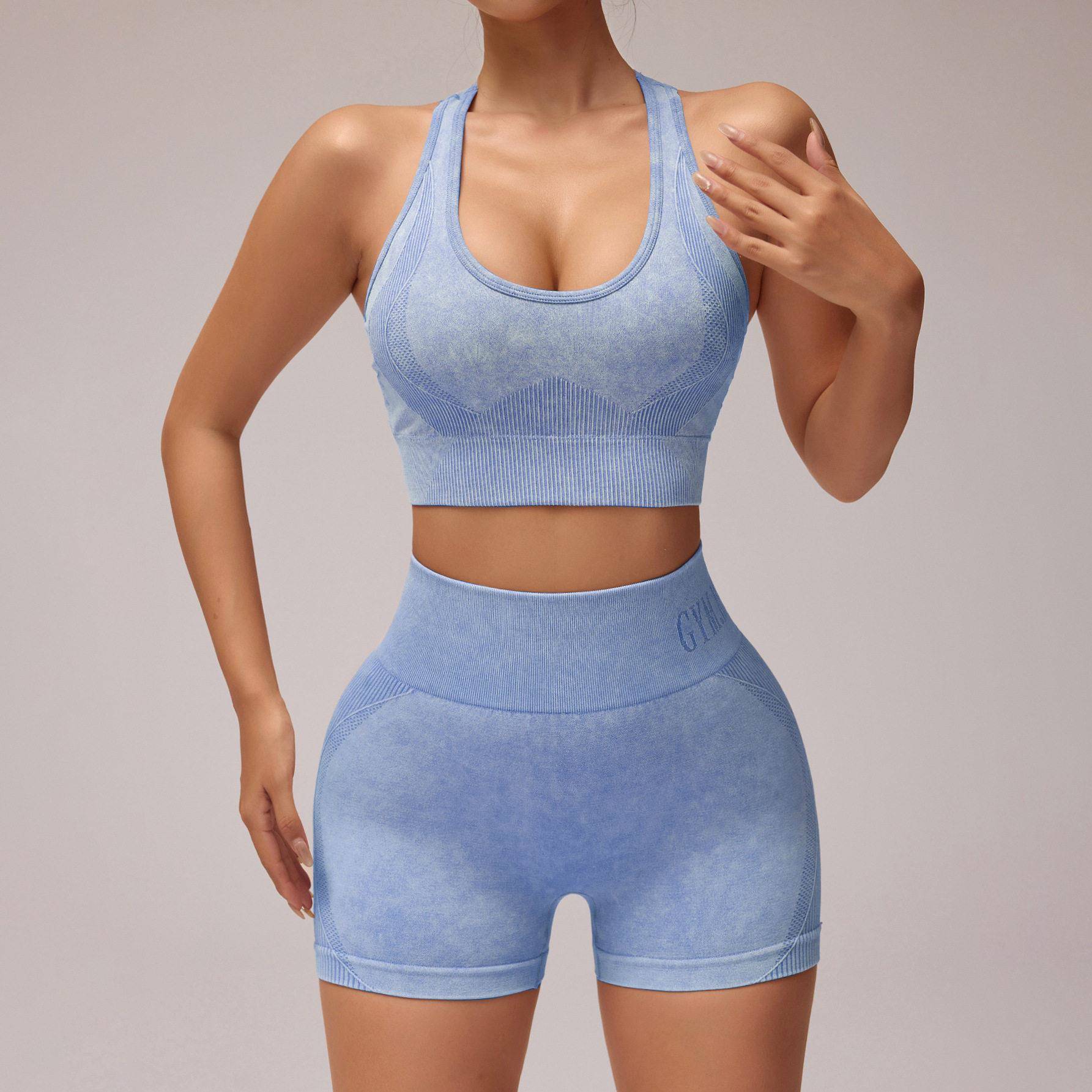 Women Seamless Tank Shorts Set Elasticity Sweat Absorption