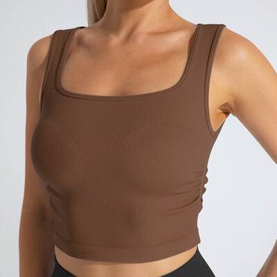 Women Seamless Tank Set Square Neckline Stretch Comfortable