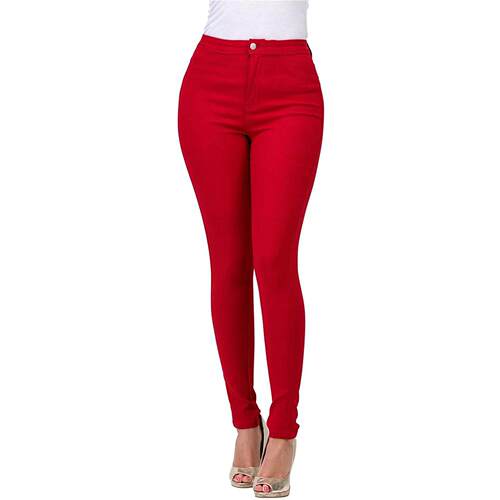 Women Waist Skinny Pants Casual Pocket Trousers Daily Wear