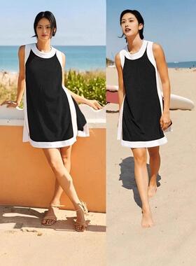 Womens Casual Shorts 2 Piece Sets Color Block Crewneck Short
