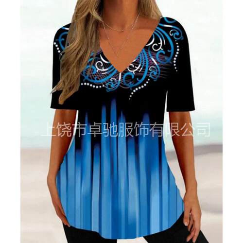 Women's Dragonfly Print V Neck Tee, Streetwear Casual Style
