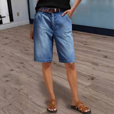 1 Spring Summer Bermuda Shorts Women Belt Included Waist