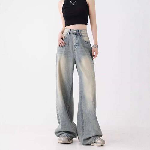 Women Waist Multi Pocket Leg Jeans Versatile Trousers Street