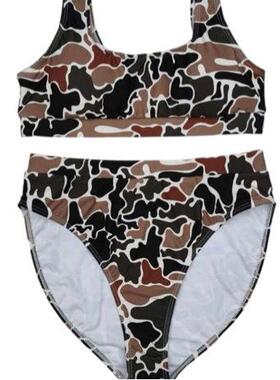 grey camo matching family swim sets for women quickdry