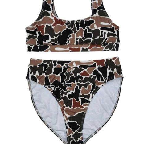 grey camo matching family swim sets for women quickdry