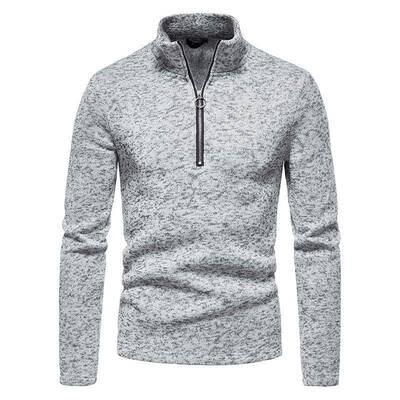 Men Zip Sweater Thermal Fleece Sleeve Pullover Casual 1 4 Up