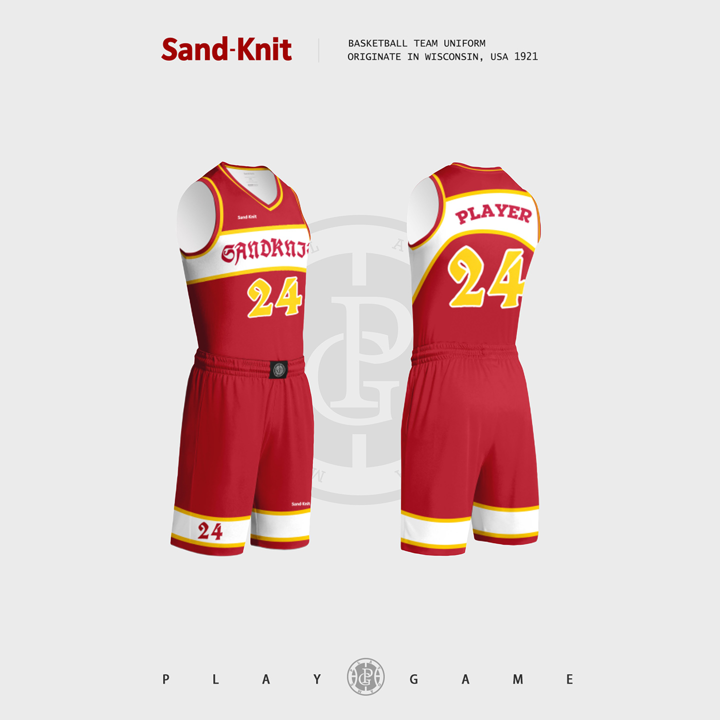 森耐特中国红篮球服定制男V领球衣定制篮球团购印花组队服