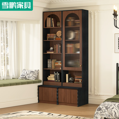 实木书架展示柜书柜卡座储物柜