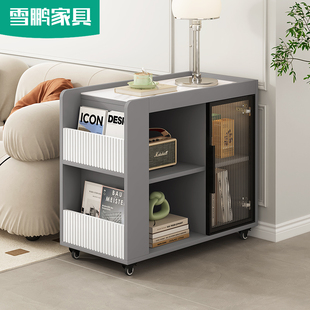 现代简约家用小茶几沙发侧边柜客厅可移动边几带轮子书柜茶台6J40