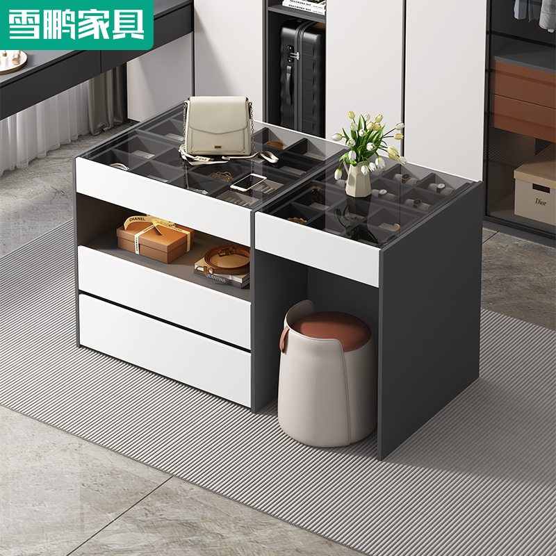衣帽间首饰中岛柜台梳妆台一体