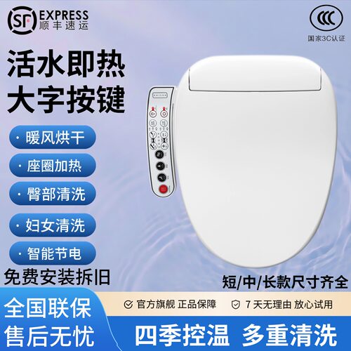 短款小尺寸冲洗烘干智能马桶盖