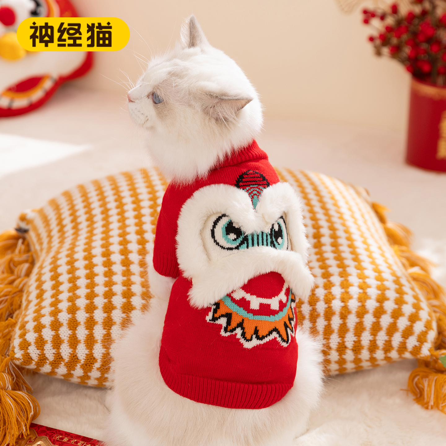 新品上市|猫咪新年醒狮毛衣