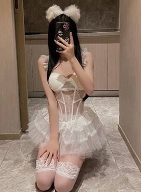 酒吧女团演出服DS舞台装gogo秀DJ女韩国组合性感白色蕾丝透视套装