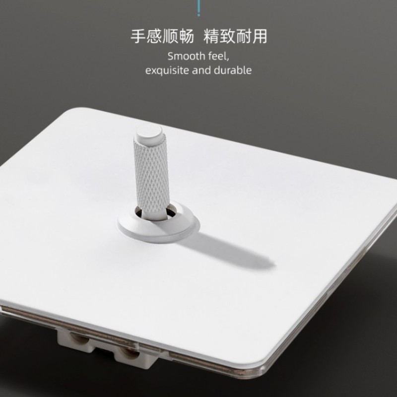 哲维极简侘寂哑光纯白复古开关插座金属薄款86面板两开双控