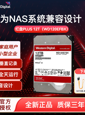 WD西部数据WD120EFGX 12T红盘PLUS nas服务器机械硬盘CMR垂直256m