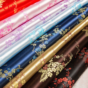 梅花织锦缎布料中国风唐装汉服旗袍被面床品抱枕服装丝绸绸缎面料