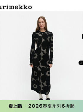 Marimekko【Unikko游霓可印花】LAATIA女士黑色连衣裙26早春新款