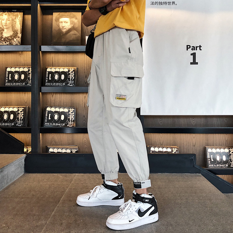 INSstudios店铺工装裤男魔术贴束脚裤子抖音同款韩版几物男装设计