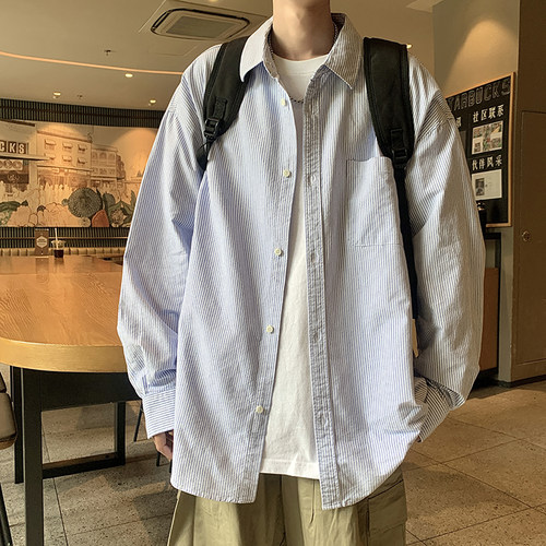 INS潮INSstudios店铺insstudlos长袖条纹衬衫男女款外套情侣可穿
