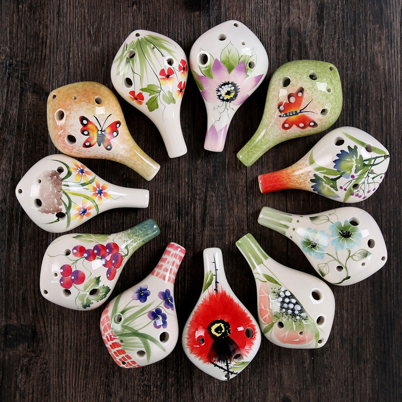 空鸣陶笛6孔初学入门儿童学生成人专业乐器中音c调六孔彩绘笛子