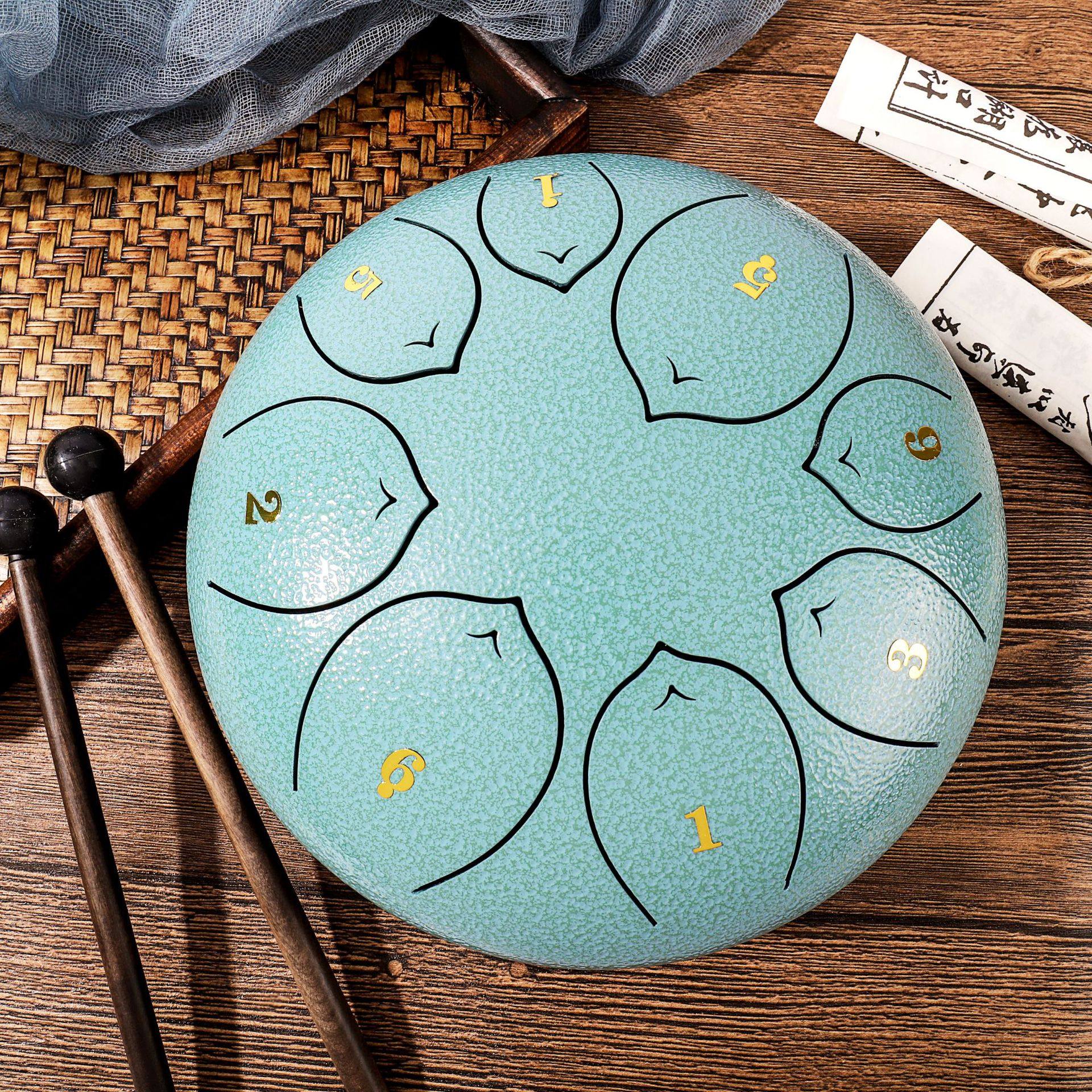 8寸8音空灵鼓早教乐器色空鼓梵音鼓忘尘鼓忘忧鼓莲花鼓钢舌鼓手鼓