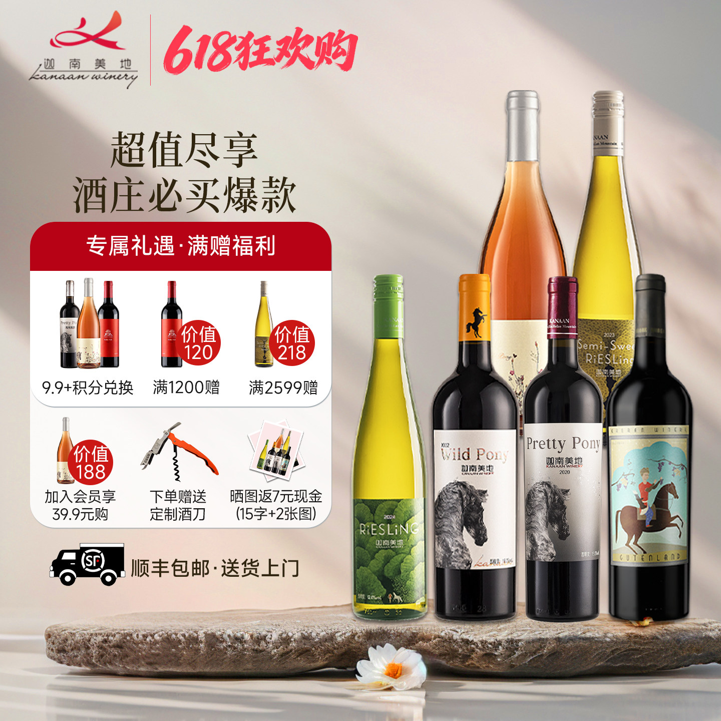 迦南美地全家福套装宁夏贺兰山东麓产区葡萄酒 750ml 6支