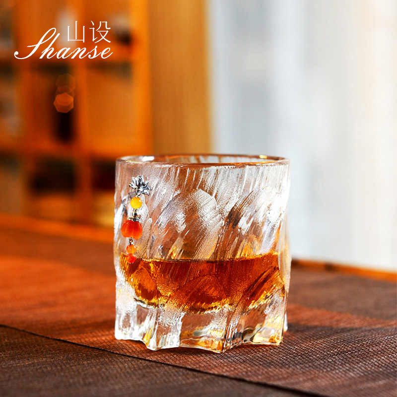山设 原矿水晶威士忌酒杯高颜值高端个性大号酒具创意家用水杯