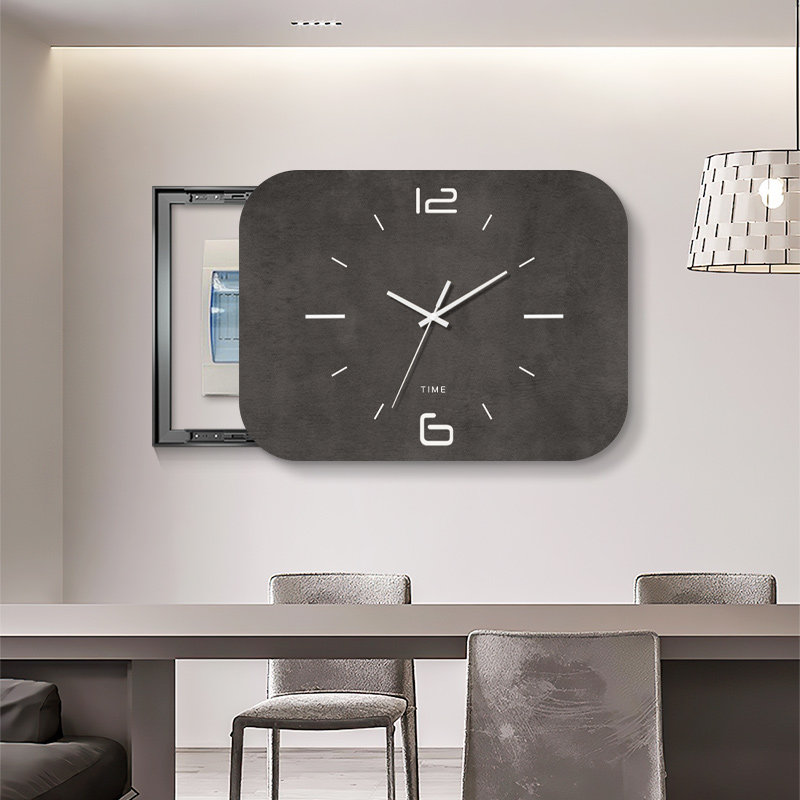 极简电表箱画装饰画带钟表高级感电闸箱开关遮挡时钟简约遮丑推拉