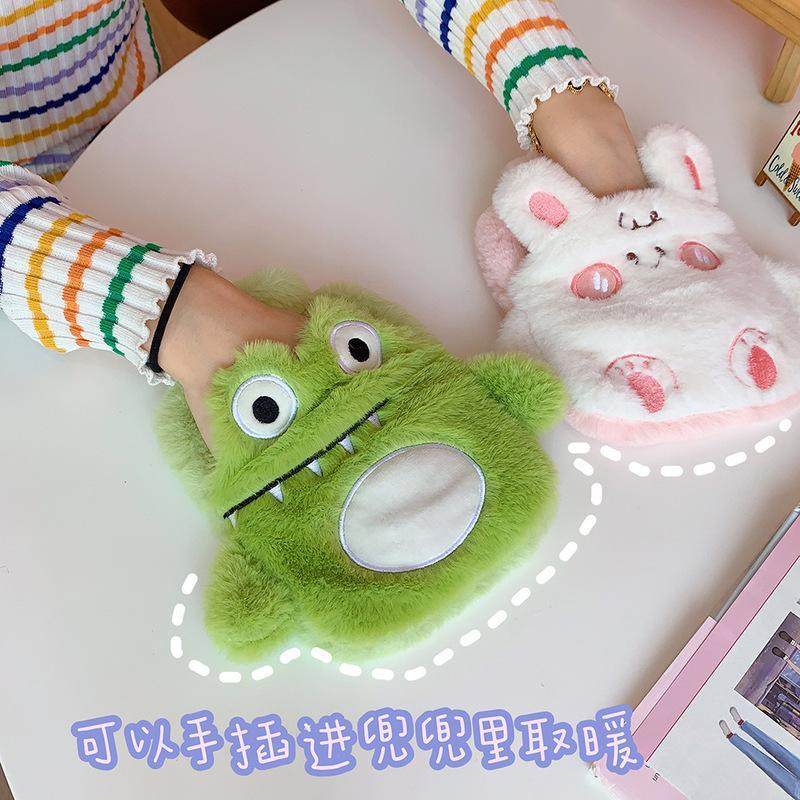 热水袋送女朋友日系可爱卡通冬季毛绒暖手宝女便携学生兔耳朵双层