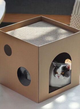 纸箱子猫窝猫抓板猫咪纸箱屋方形猫窝特价清仓立式耐磨不掉屑瓦楞