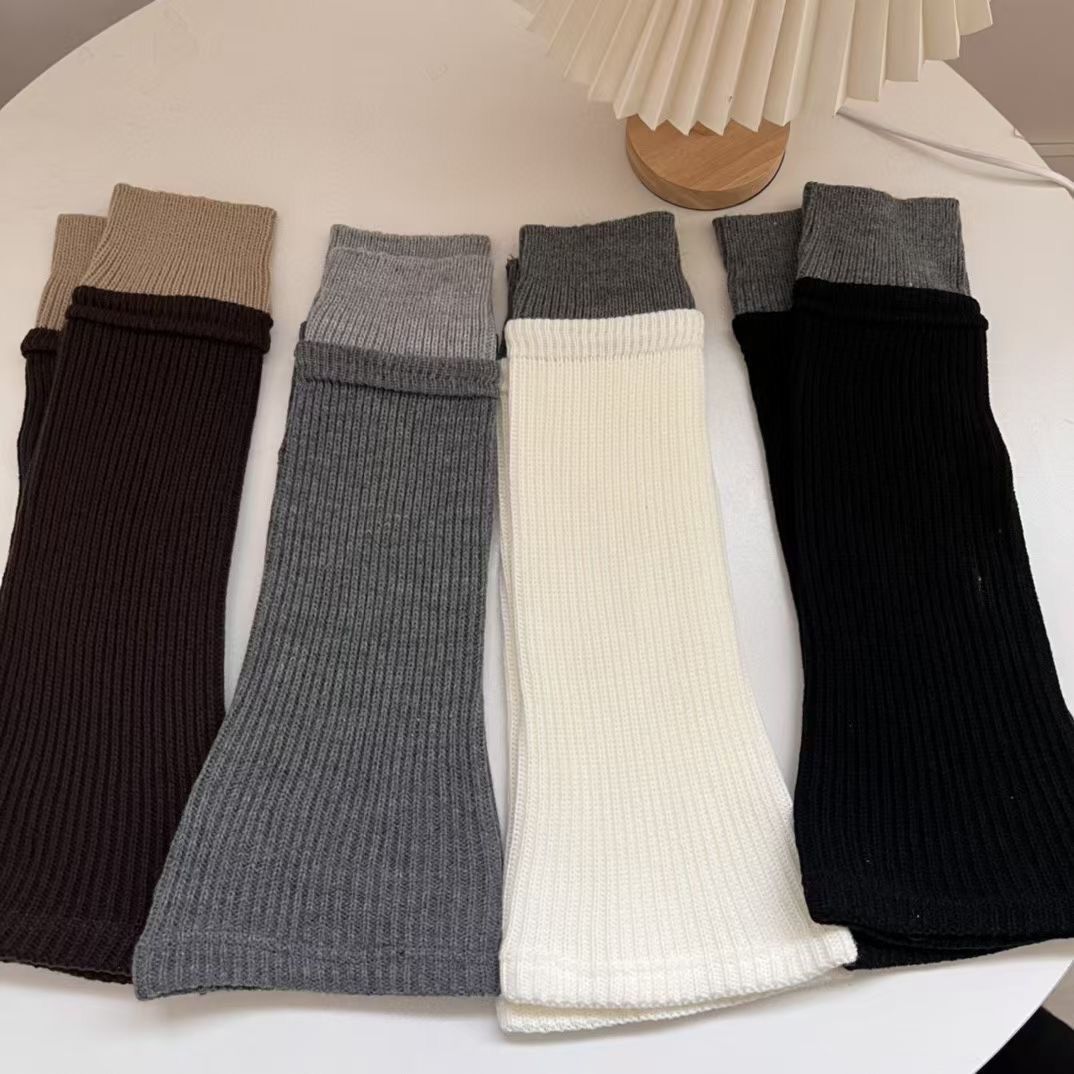 小腿保温套袜撞色拼接暖
