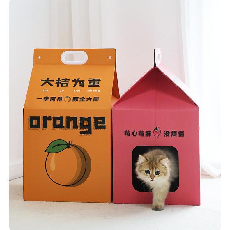 纸箱子猫窝猫抓板纸箱盒子猫屋猫抓板一体耐磨不掉屑纸盒猫房子牛